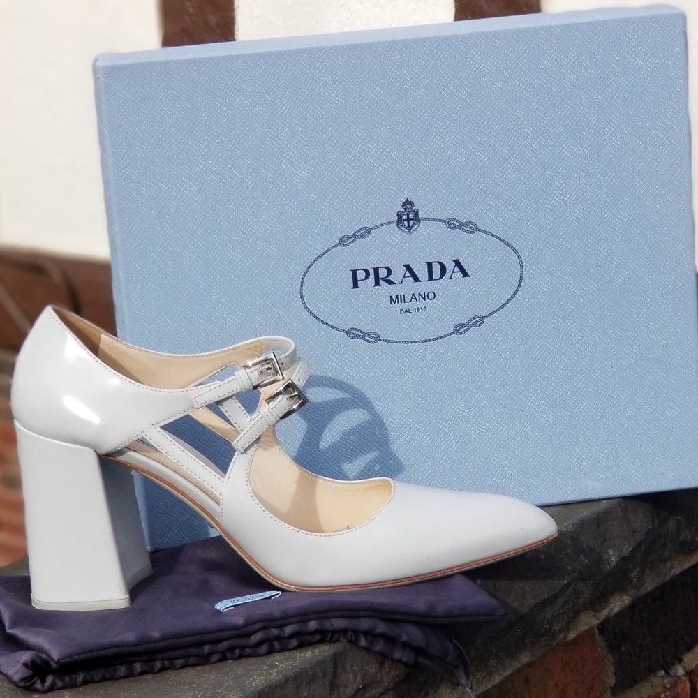Prada double pump Mary Jane Block Heel